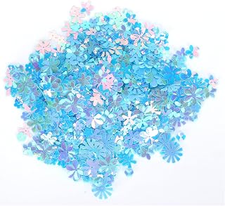 ANKROYU Lentejuelas de confeti de brillo en forma de flores de calidad vibrante de calidad vibrante espolvoreada para la decoración de la fiesta de bodas Material de PVC Bag de 30 (Azul colorido)