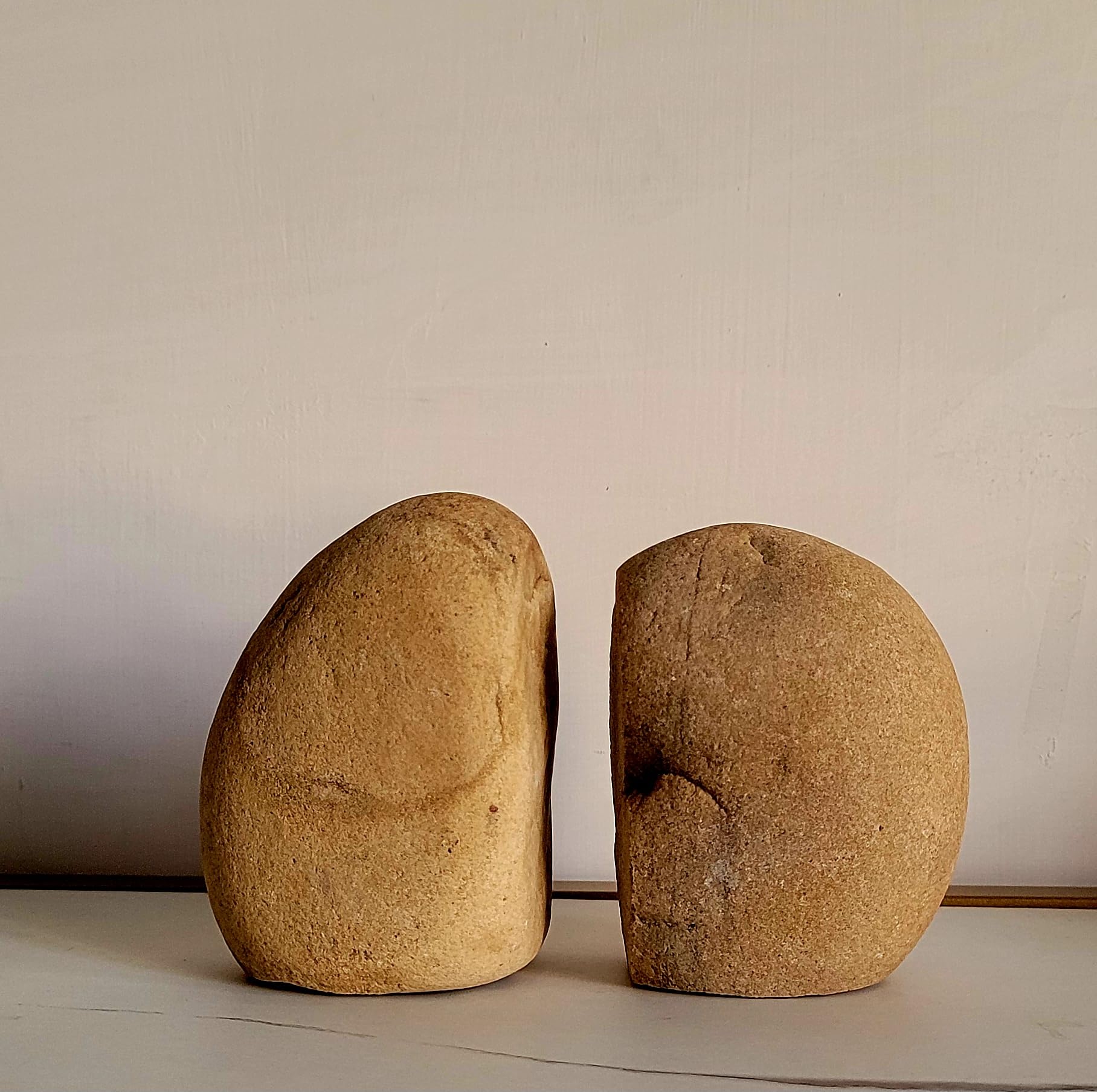 RM Stone Bookends Set of 2 | Heavy Marble Book Holders for Shelves