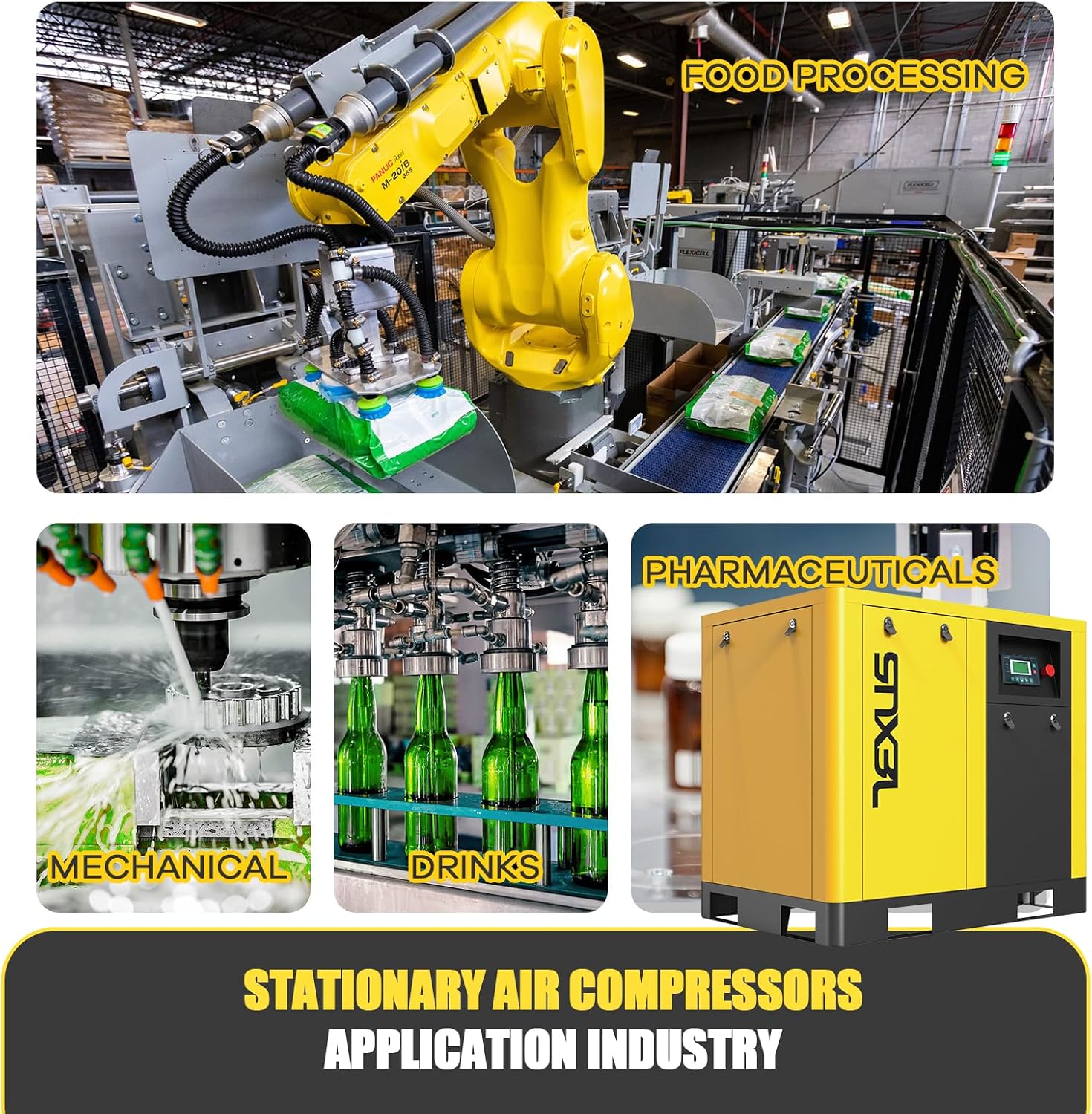 TEXUS TK 37/50HP stationary Screw Air Compressor 116psi 207CFM/230v 3hp Industrial air compression for small machining and manufacturing workshops