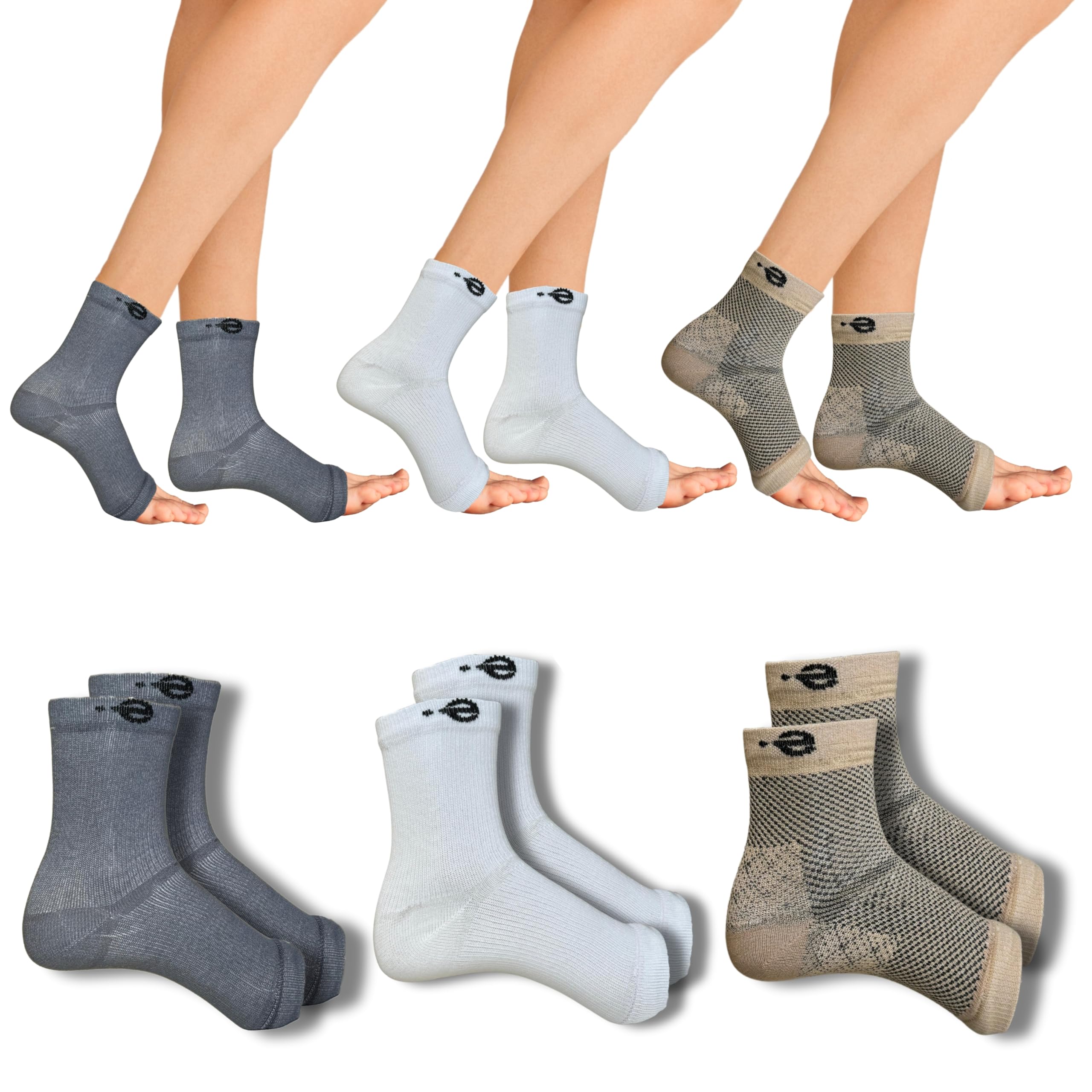 Ecosync Open Toe Bamboo Cotton Neuropathy Compression Socks – Moisture-Wicking, Pain Relief for Diabetic & Neuropathy, Soft, Breathable, Unisex, Eco-Friendly – Combo Pack of 3 (Grey + White + Beige)-image-17