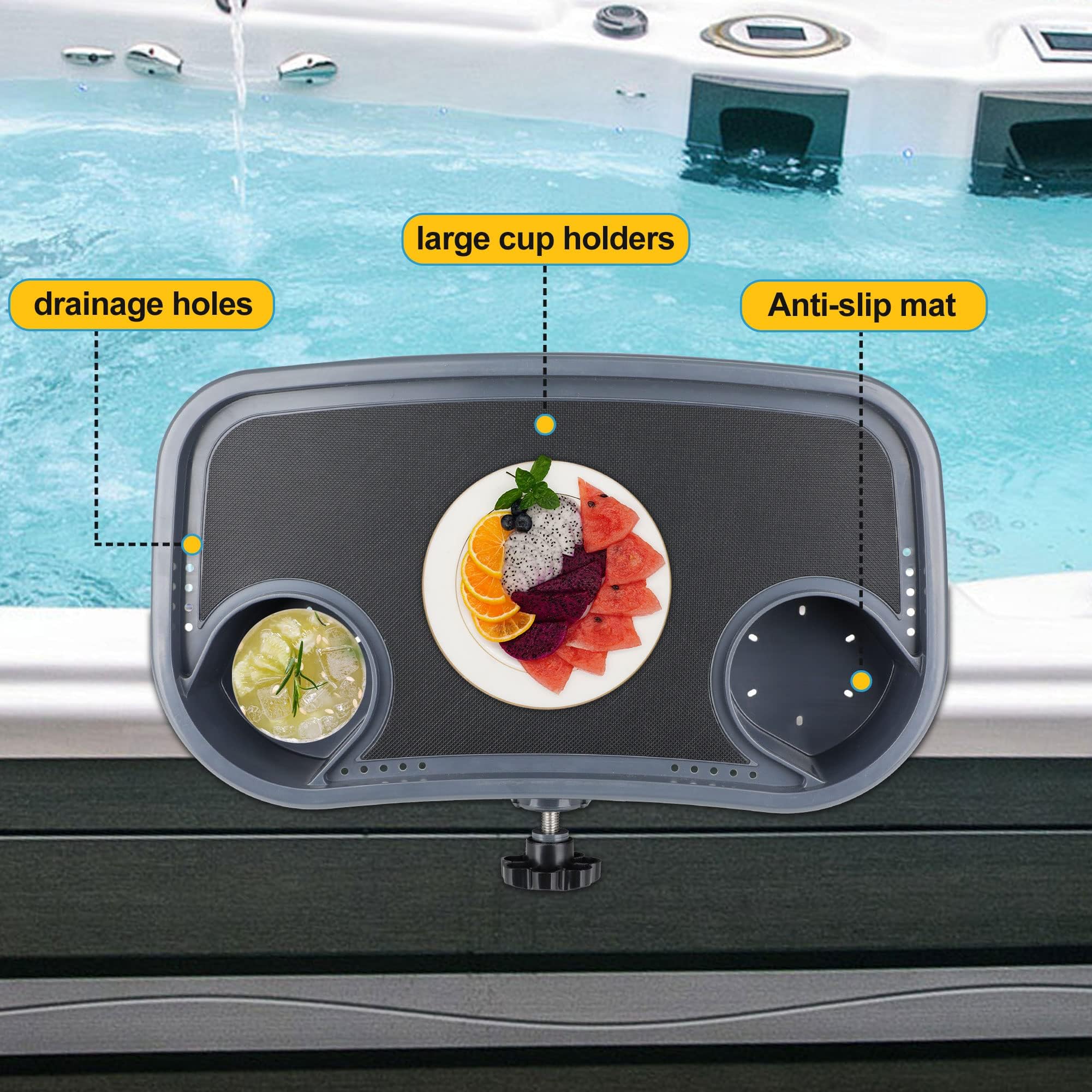 Taca do wanny z hydromasażem, regulowany stół do wanny z hydromasażem, taca na stół z 2 uchwytami na kubki, antypoślizgowa, wytrzymała półka do wanny z hydromasażem, do wanny naziemnej, spa, akcesoria