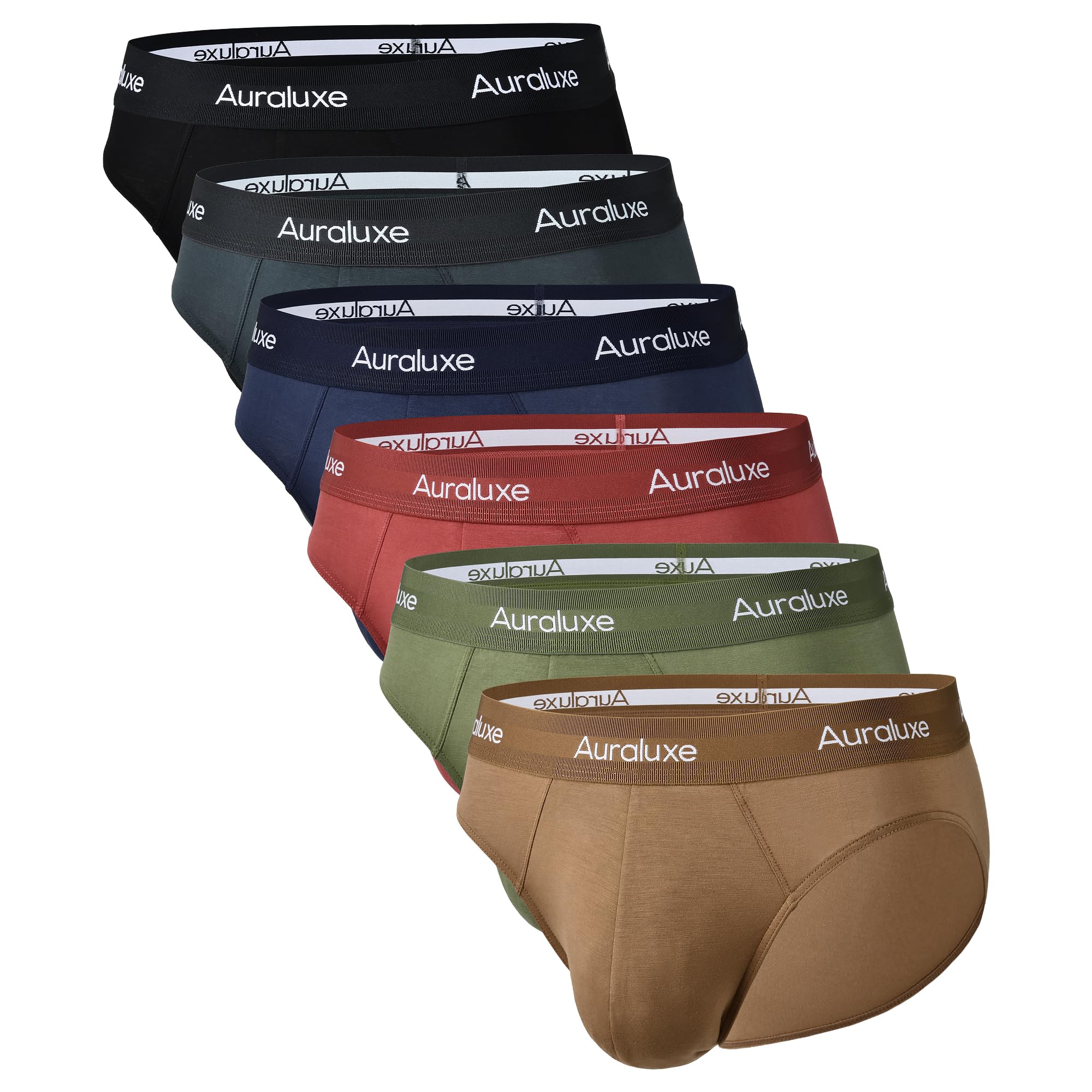 Auraluxe Bambus Slips Herren Atmungsaktive Unterhosen Männer Weich Ohne Etikett Unterwäsche Sport Herren-Slips mit Stretch 6er Pack