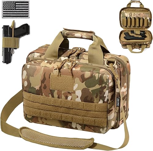 DBTAC - Funda para pistola XS Bolsa táctica de 1 a 2 pistolas con cremallera con cerradura para campo de tiro al aire libre Parche de bandera de