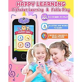 Kids Smart Phone for Girls Unicorns Gifts for Girls Toys 8-10 Years Old Phone Touchscreen Learning Toy Christmas Birthday Gifts for 3 4 5 6 7 8 9 Year Old with 8G Memory Card