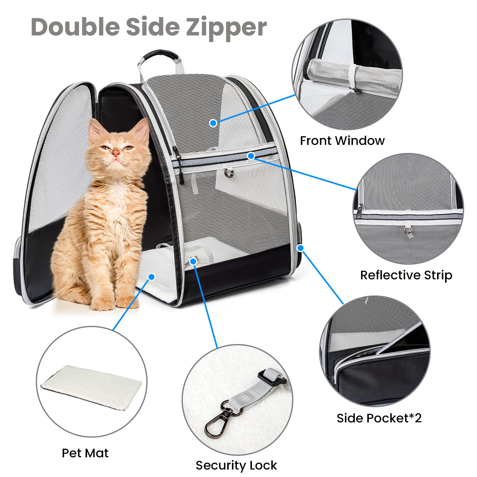 Transportin Gato Mochilas para Gatos y Perros, Bolsa portátil y Plegable para Gatos, Bolsa Transpirable y Ligera para Perros, Mochila De Viaje para Perros Pequeños