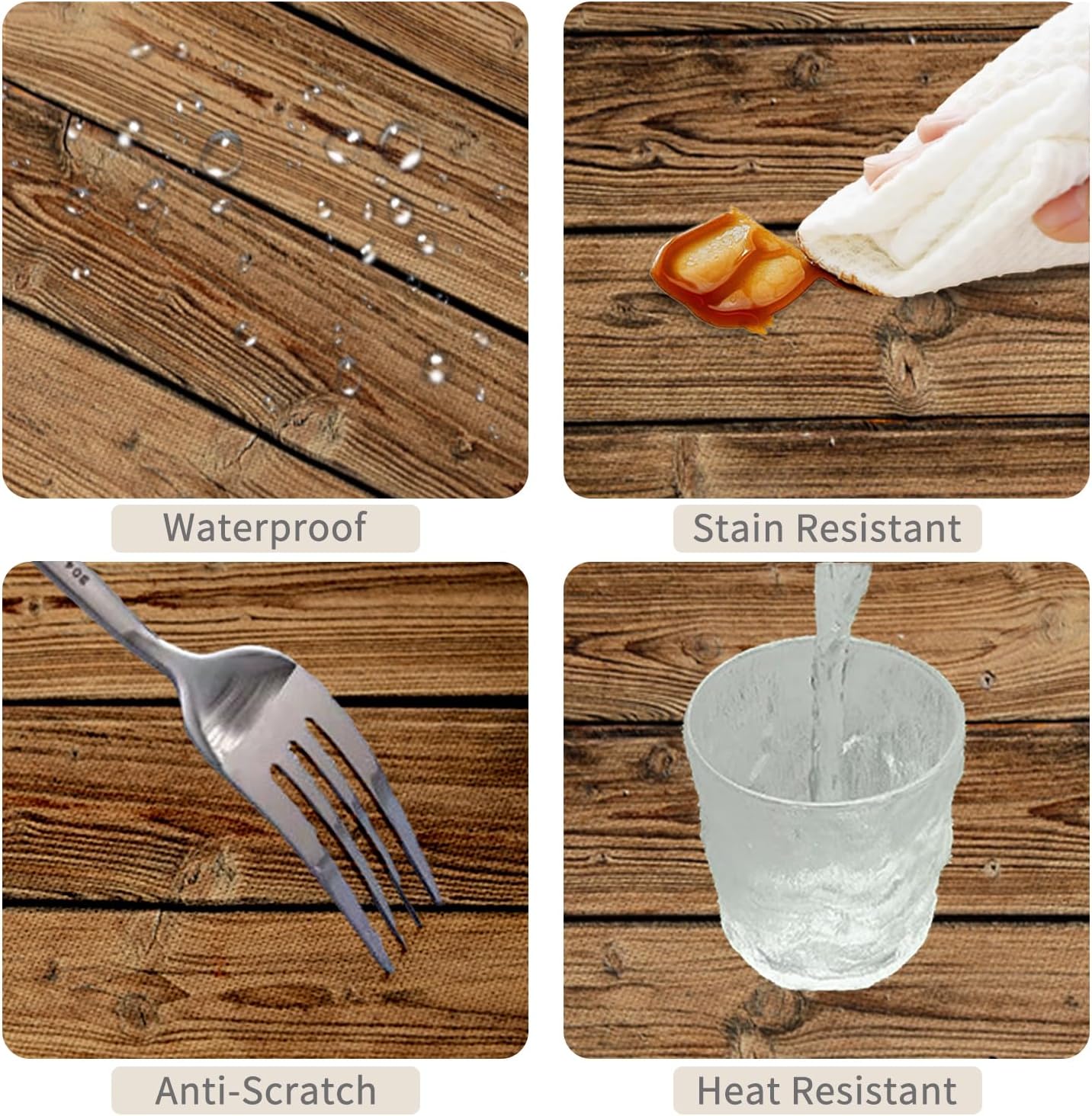 70x120inches Brown Wood Grain Rectangle Tablecloths Rustic Farmhouse Style Wooden Board Table Cloth Stain Resistant Wrinkle Free Table Cover for Dining Room Kitchen Western Themed Party Decor