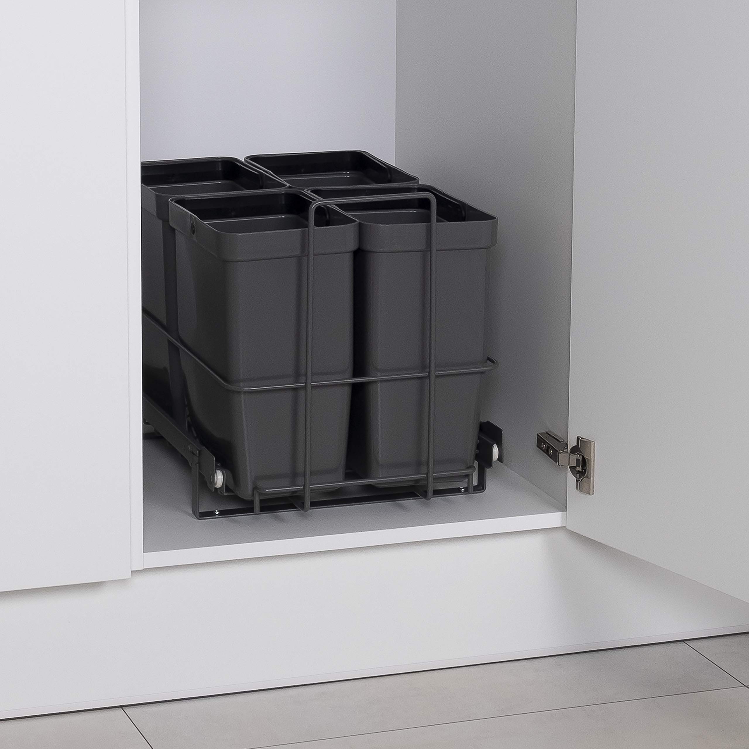 LM 79/4 - Pattumiera da incasso allungabile con 4 x 8 l, estraibile, colore: antracite, 33,2 x 48 x 35,5 cm