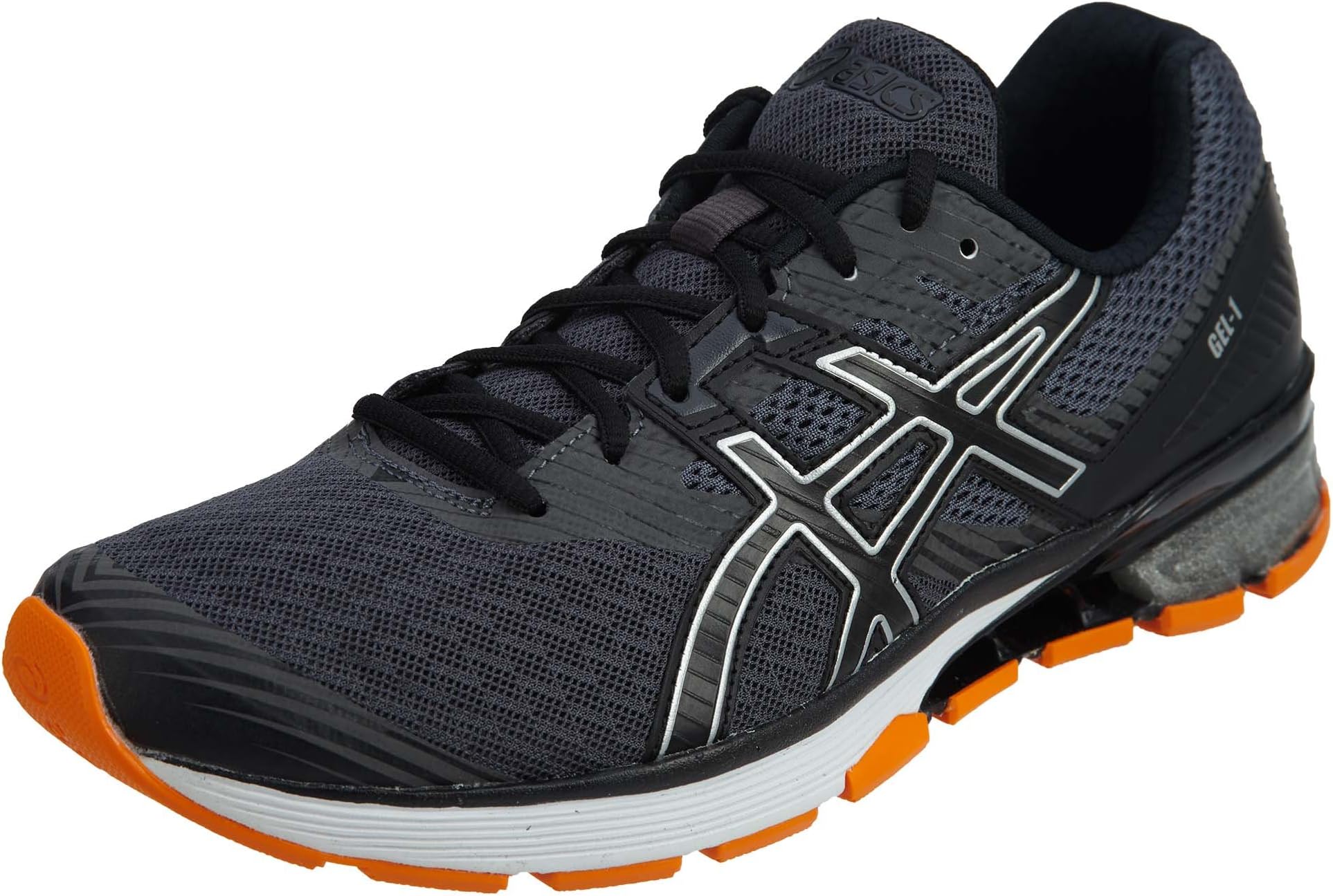 ASICS Gel1 Shoe Mens Running 8.5 Dark Grey-Black-Orange