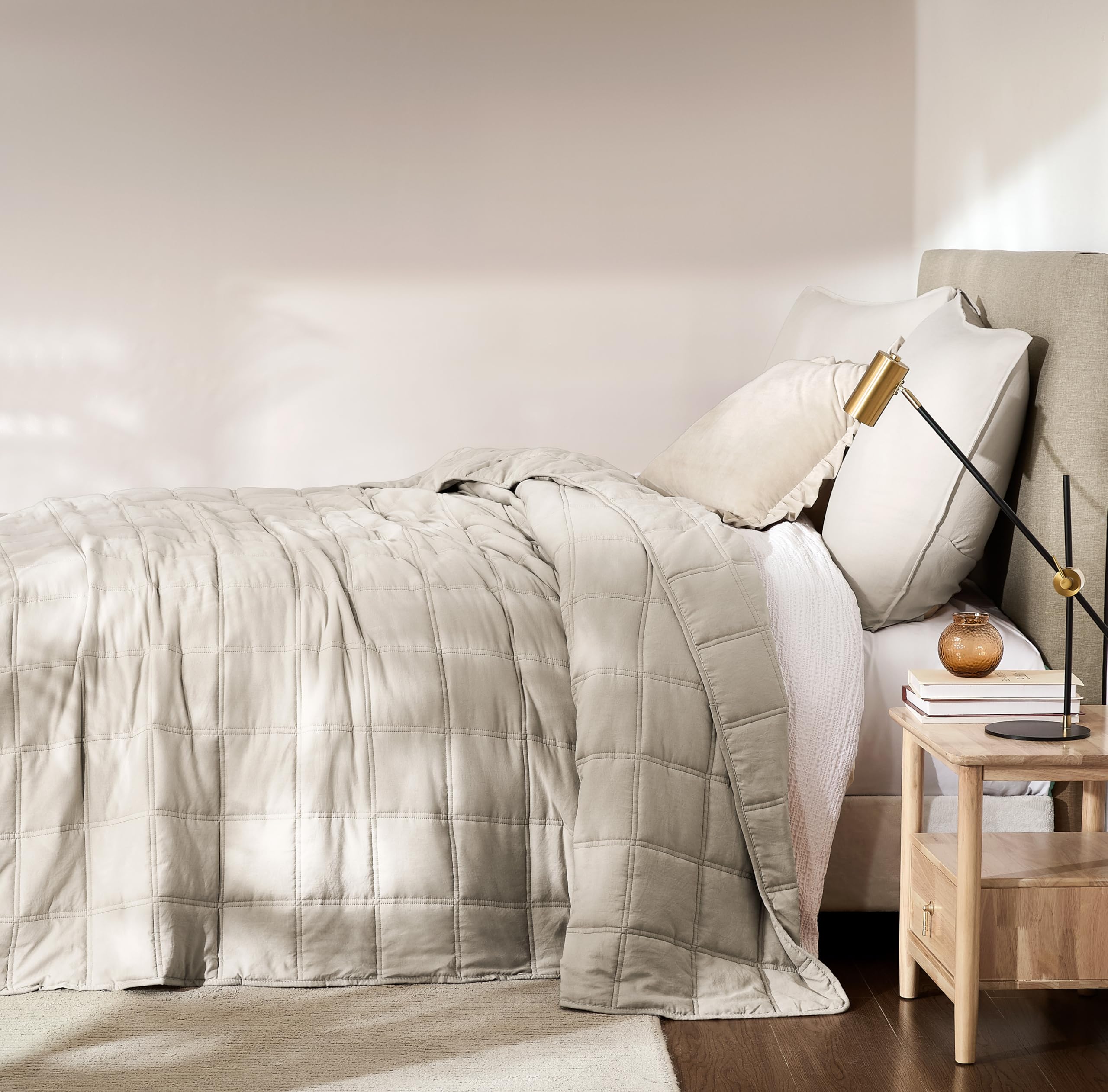 R.SHARE Copriletto Matrimoniale Estiva, Trapunta Matrimoniale Primaverile 300×270 cm Grano, Trapuntino Leggero Coperta Divano Letto Multiuso Mezza stagione, Microfibra Morbido Confortevole OEKO