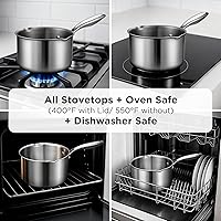 Vista 6 de Sartén de acero inoxidable de tres capas con cesta de vapor y tapa de vidrio colador, olla multifunción 2 en 1 para cocinar al vapor, hervir