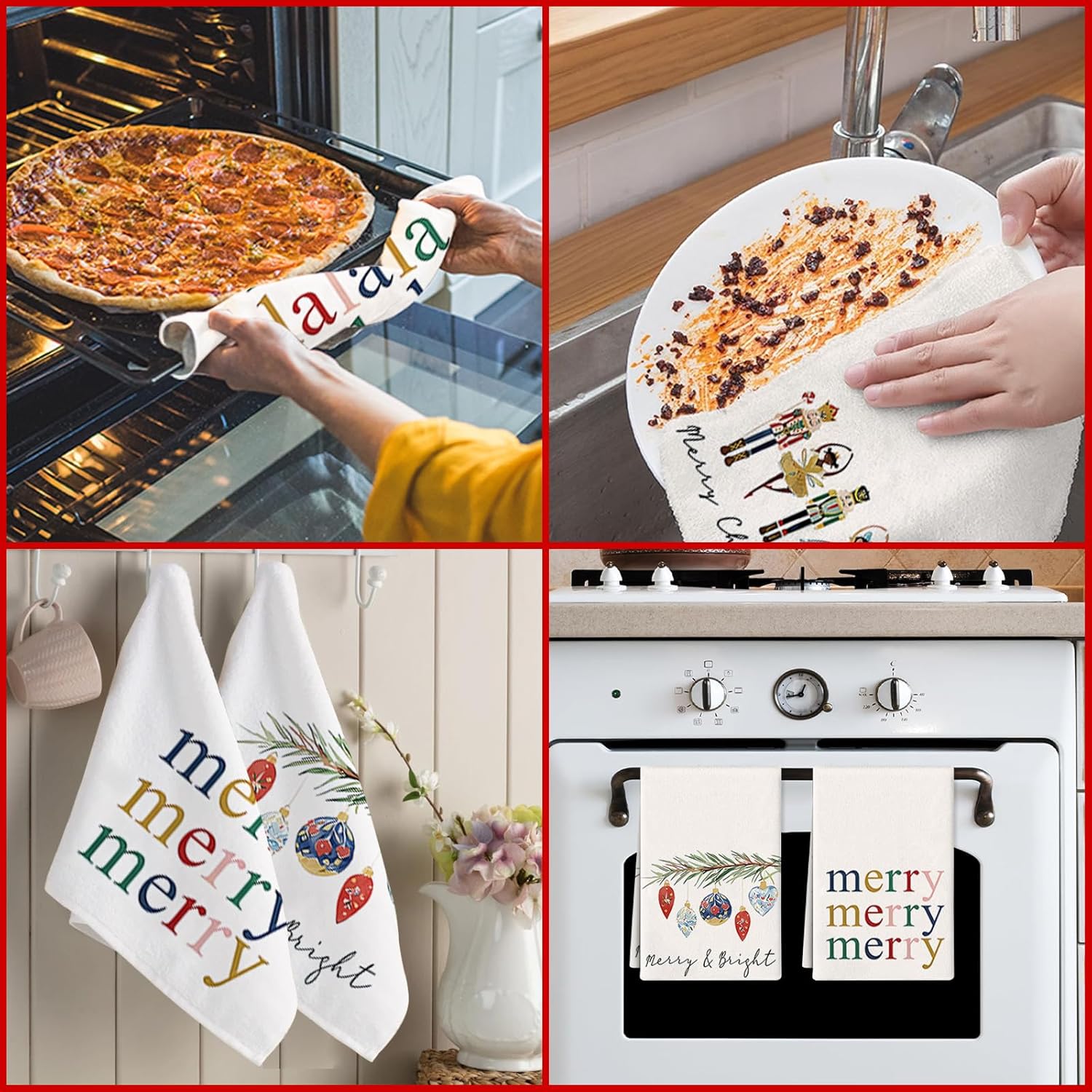 4PCS Christmas Kitchen Towels Dish Towel Xmas Nutcrackers Quick Drying Dish Cloth Hand Towels Home Decor for Kitchen and Bathroom Decoration Housewarming Gifts 24x16 Inch - Image 3