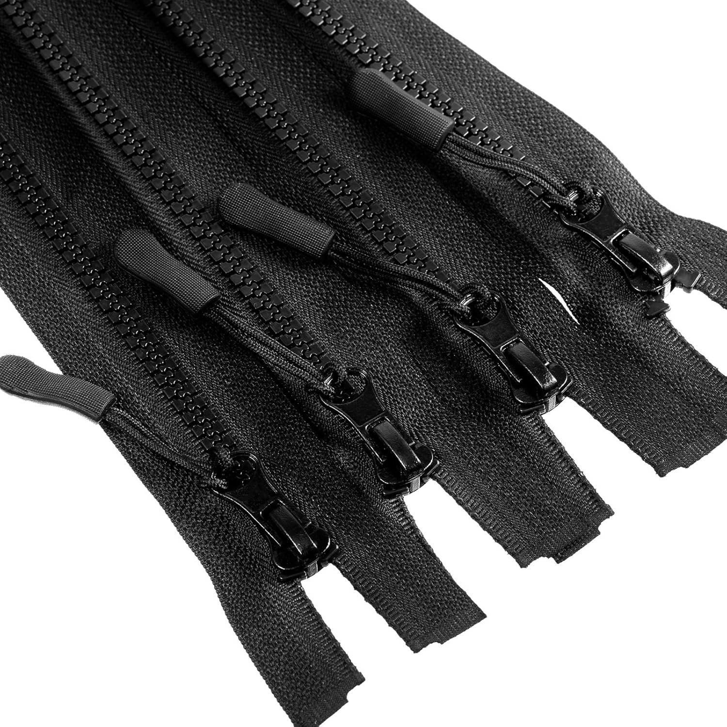 4 Pieces 5 Black Plastic Jacket Zipper Separating Bottom