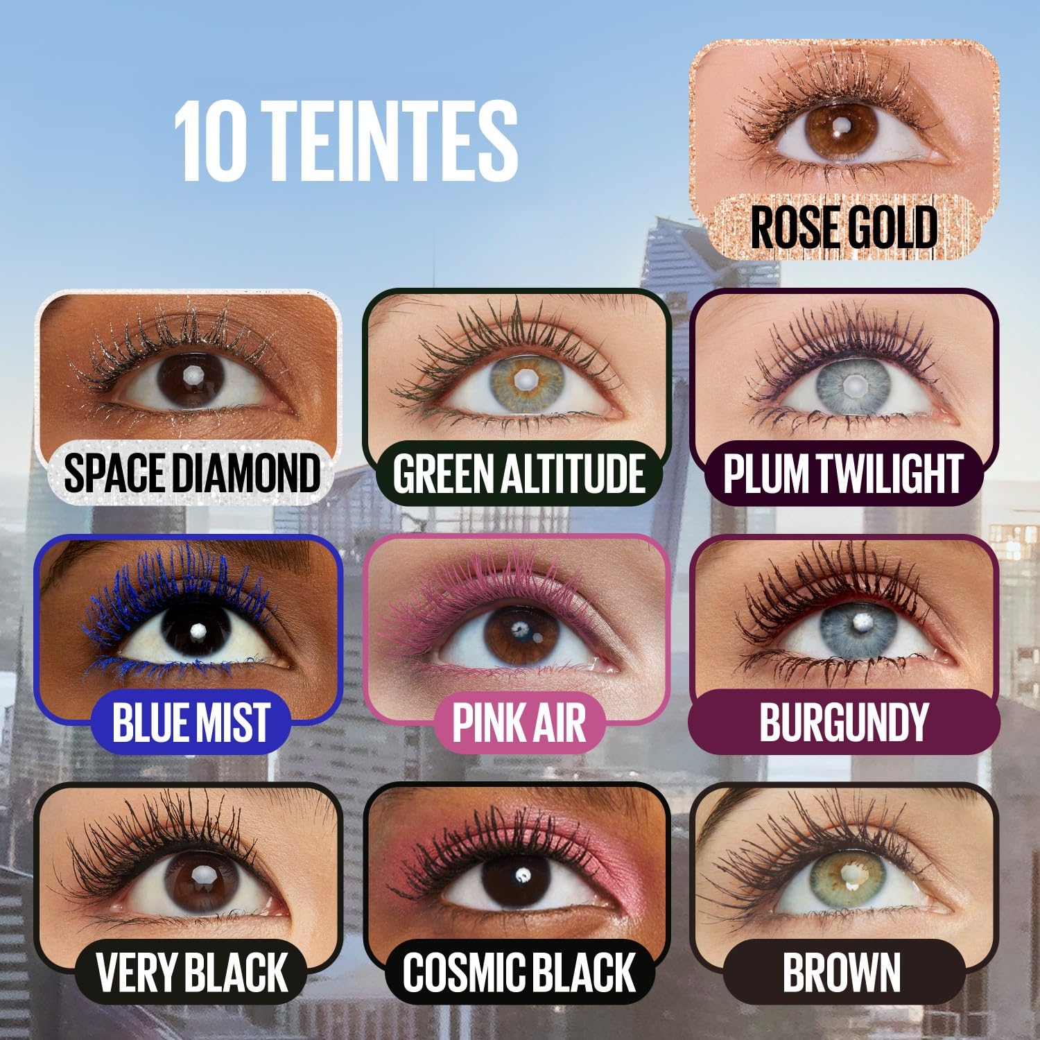 Maybelline New York Lash Sensational Sky High Plum Twilight, ciemnofioletowy tusz do rzęs, 7ml | Formuła wydłużająca i łatwa do mycia, 7,2 ml