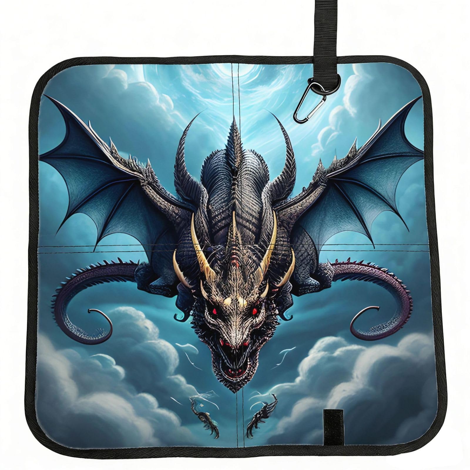 MROWYC Flying Dragon Printed Foldable Seat Cushion - Portable with Carabiner, for Stadium, Camping, Hiking