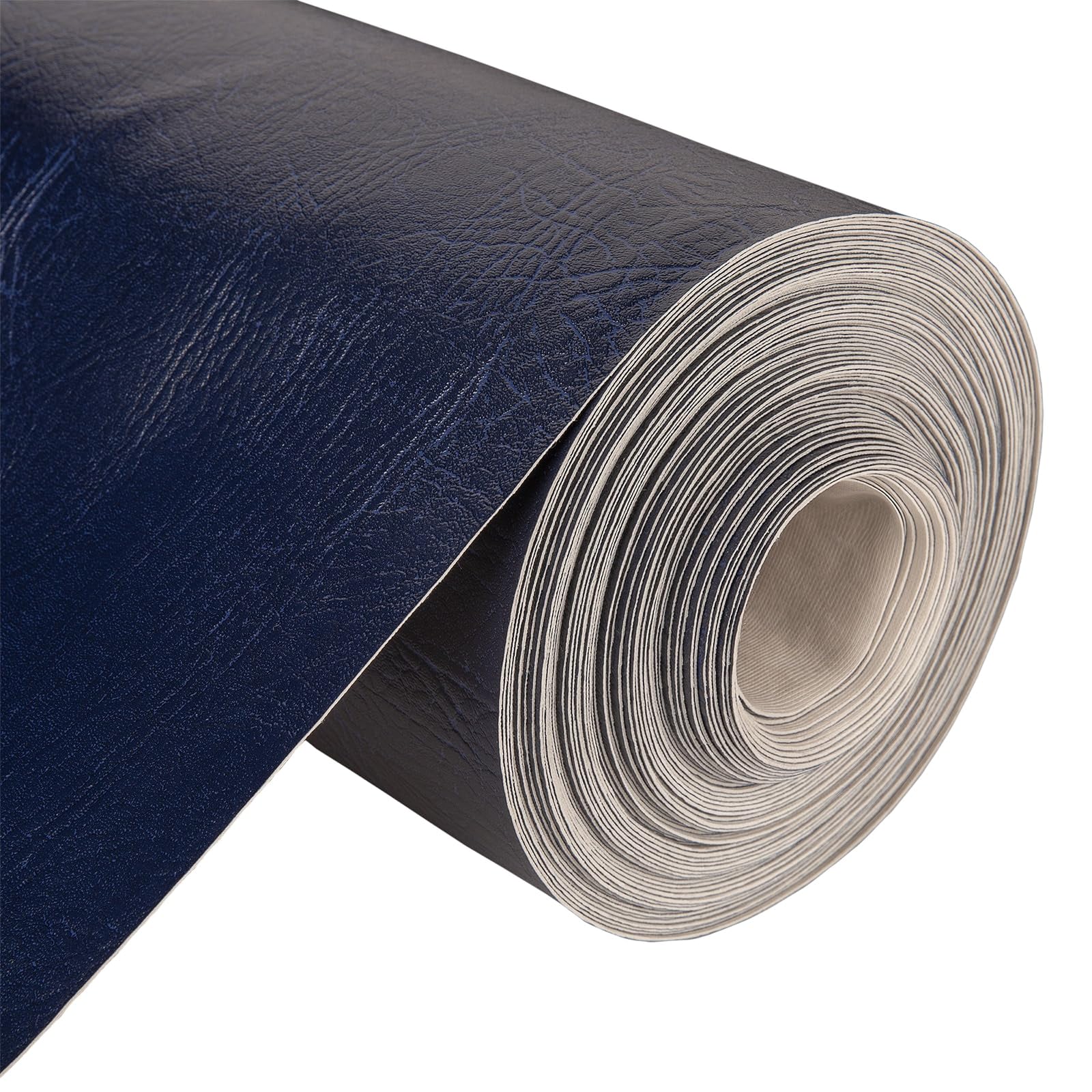 Vinyl Leatherette Fabric, Fire Retardant, Waterproof Upholstery Material, Faux Leather Sheets for Chairs, Bookbinding, 55 Inch Wide, Navy Blue Fabric, 1 Metre
