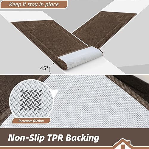 Miniatura 4 de BEQHAUSE Tapete para puerta de 32 x 48 pulgadas, antideslizante, lavable, de bajo perfil, absorbente y resistente a las manchas, tapete para puerta