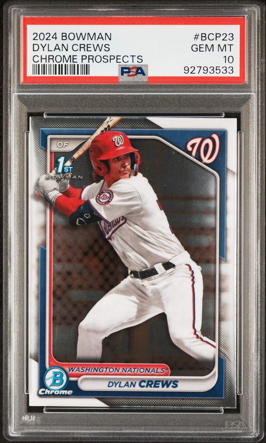 Graded 2024 Topps Bowman Dylan Crews #BCP23 Chrome Prospects Rookie RC Baseball Card PSA 10 Gem Mint