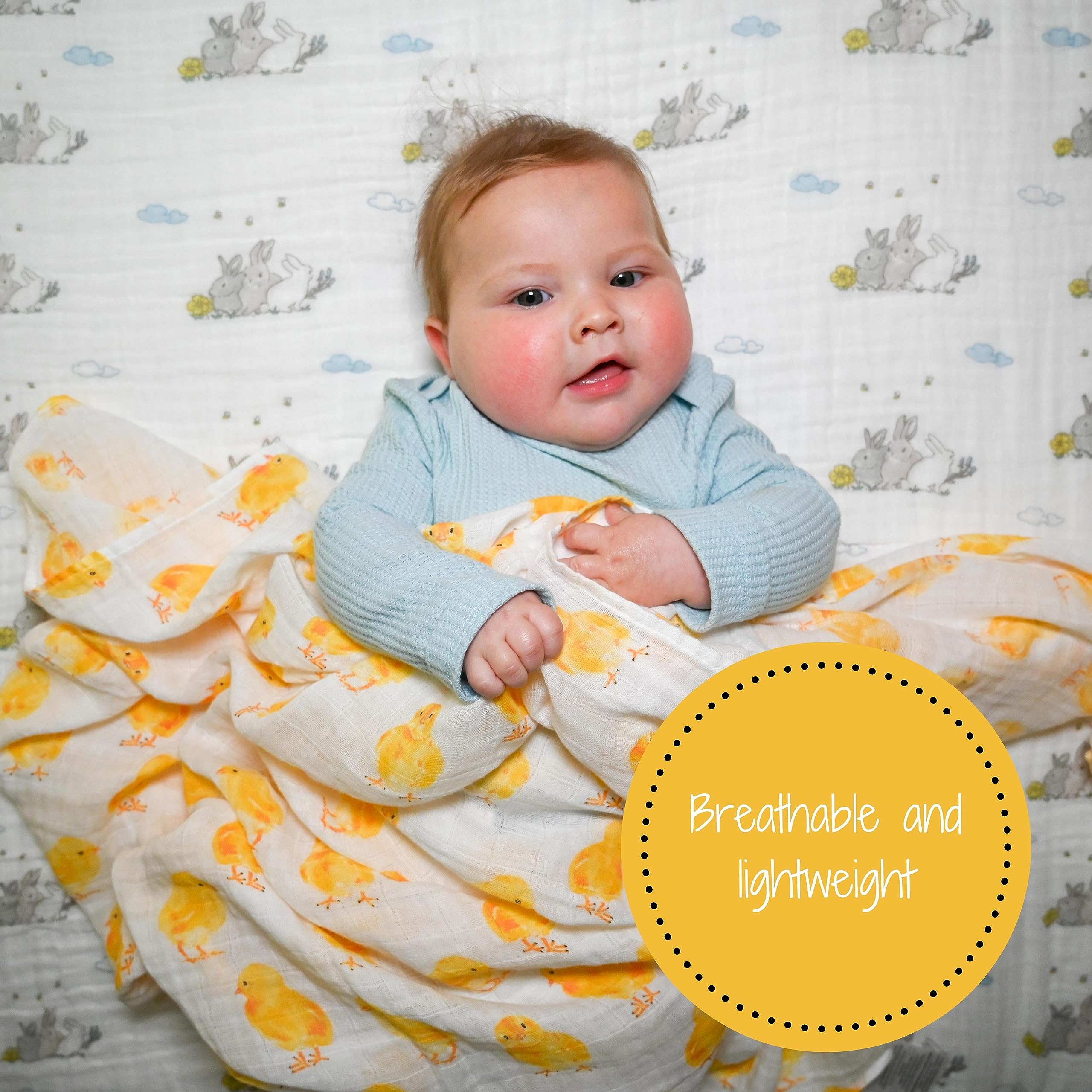 LollyBanks Muślinowy koc do przewijania | 100% bawełna | koc dla noworodka i niemowląt | duży 120 x 119 cm dla dziewcząt | lekki i oddychający |