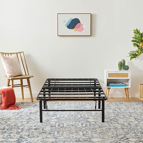 Miniatura 6 de Linenspa Marco de cama plegable metálico de 14 pulgadas 13 pulgadas de espacio de almacenamiento debajo de la cama construcción resistente