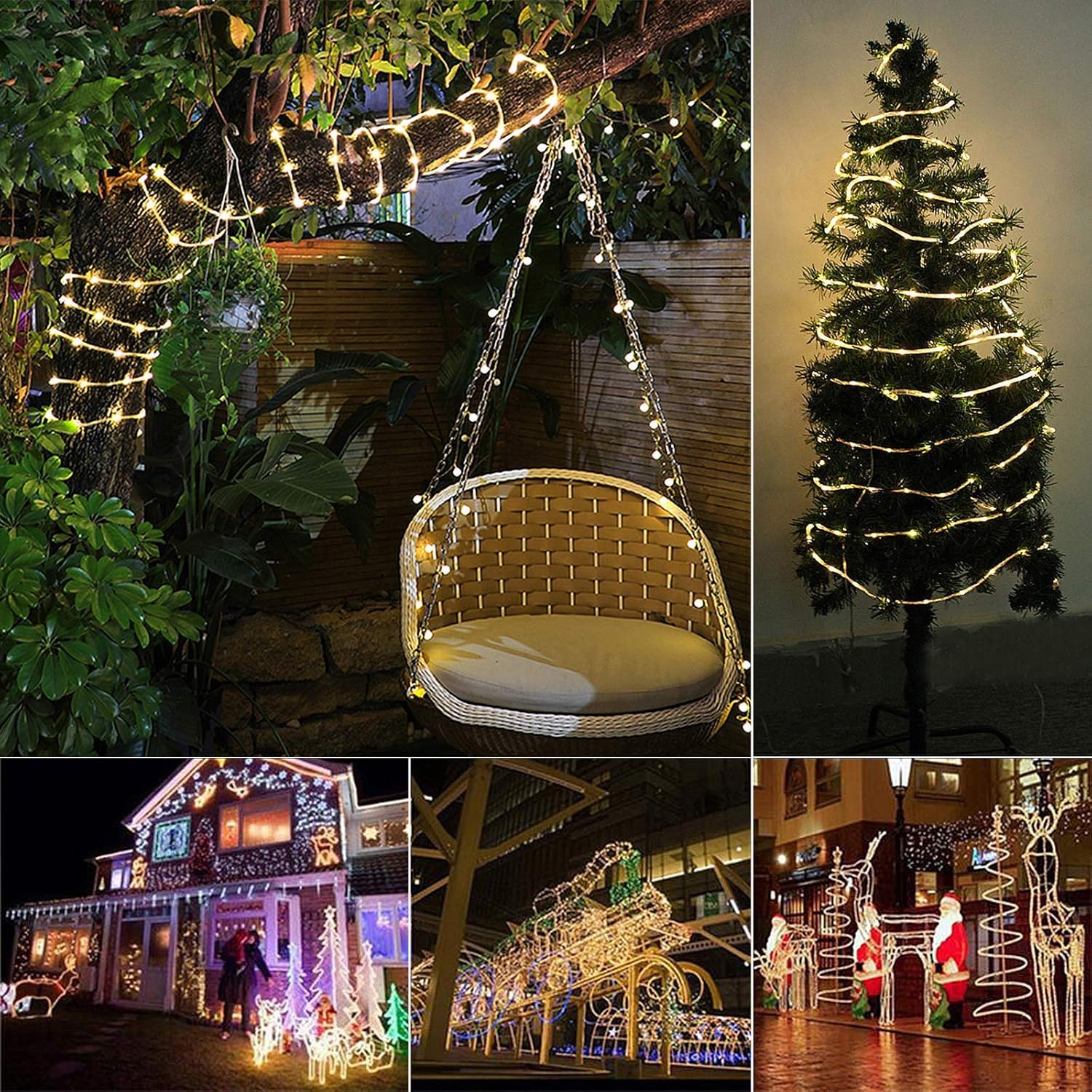 SIOOUI Outdoor Solar LED Rope Lights, IP65 Waterproof Rope Light with 8 Lighting Modes, 22m/72.1ft 200LEDs Rope Fairy Light - Image 4