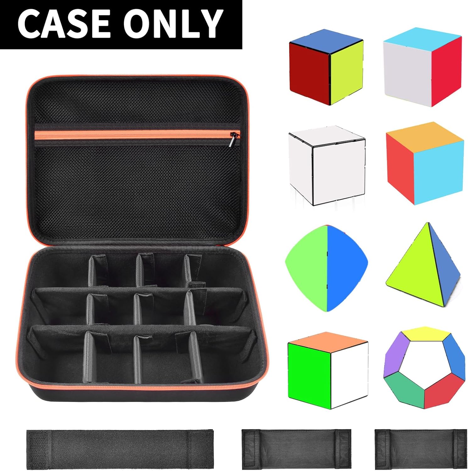 Speed Cube Storage Case Compatible with Rubik's Cube for GAN Magic Puzzle Cubes, Carrying Bag Holder with Mesh Pocke for Brain Teaser Fidget Toy/Cube Stand/Tutorial (Box Only) - Black
