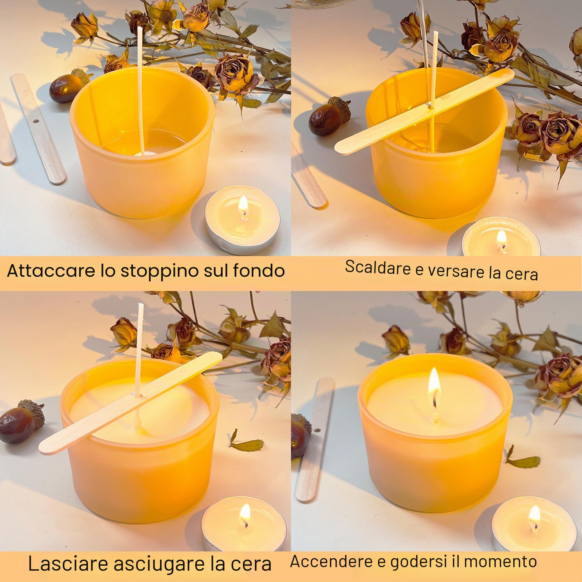 MILIVIXAY Confezione da 20 barattoli per candela autunnali, con coperchio e kit per la creazione, barattoli vuoti a bocca larga