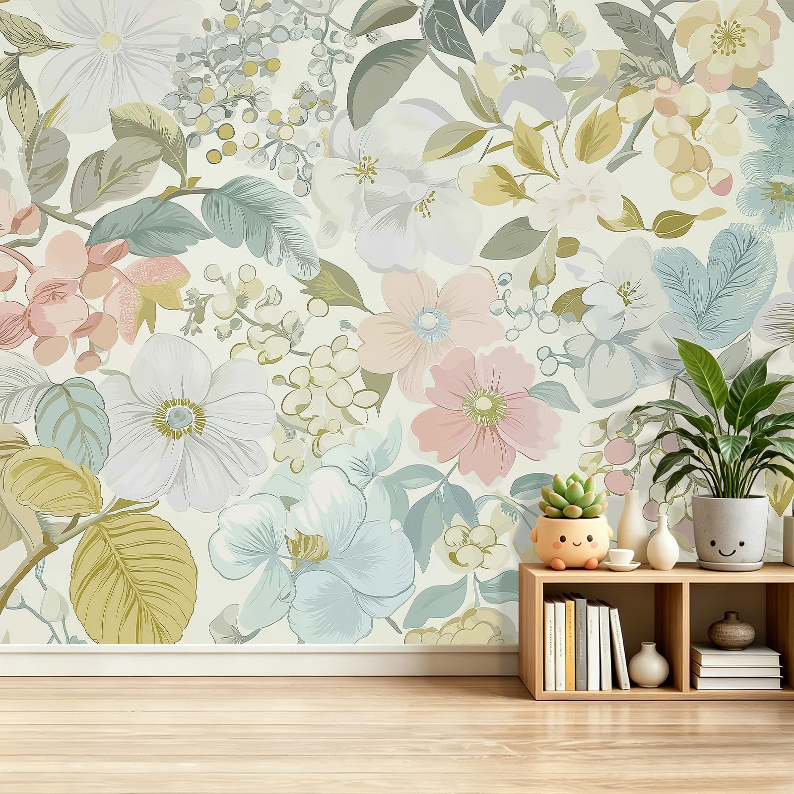 Fresque Murale 3D Papier Peint Intissé Aquarelle Haut de Gamme Motif Végétal 400cm