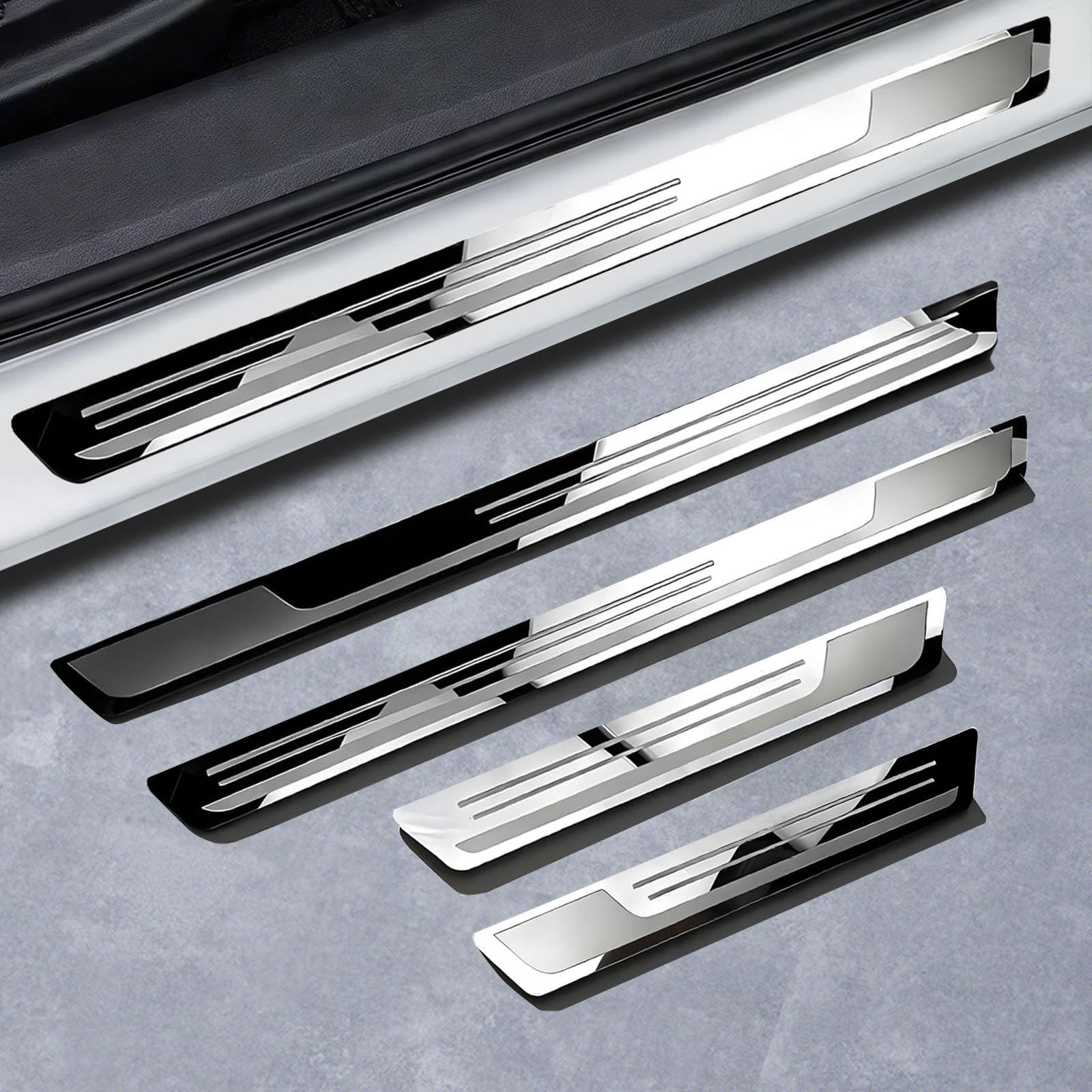 Tryagat 4 Pcs Door Sill Protectors for BMW iX3 (G08) 2025-2021, Auto Door Entry Guards Stainless Steel Scratch Guard Trim Durable Interior Decoration