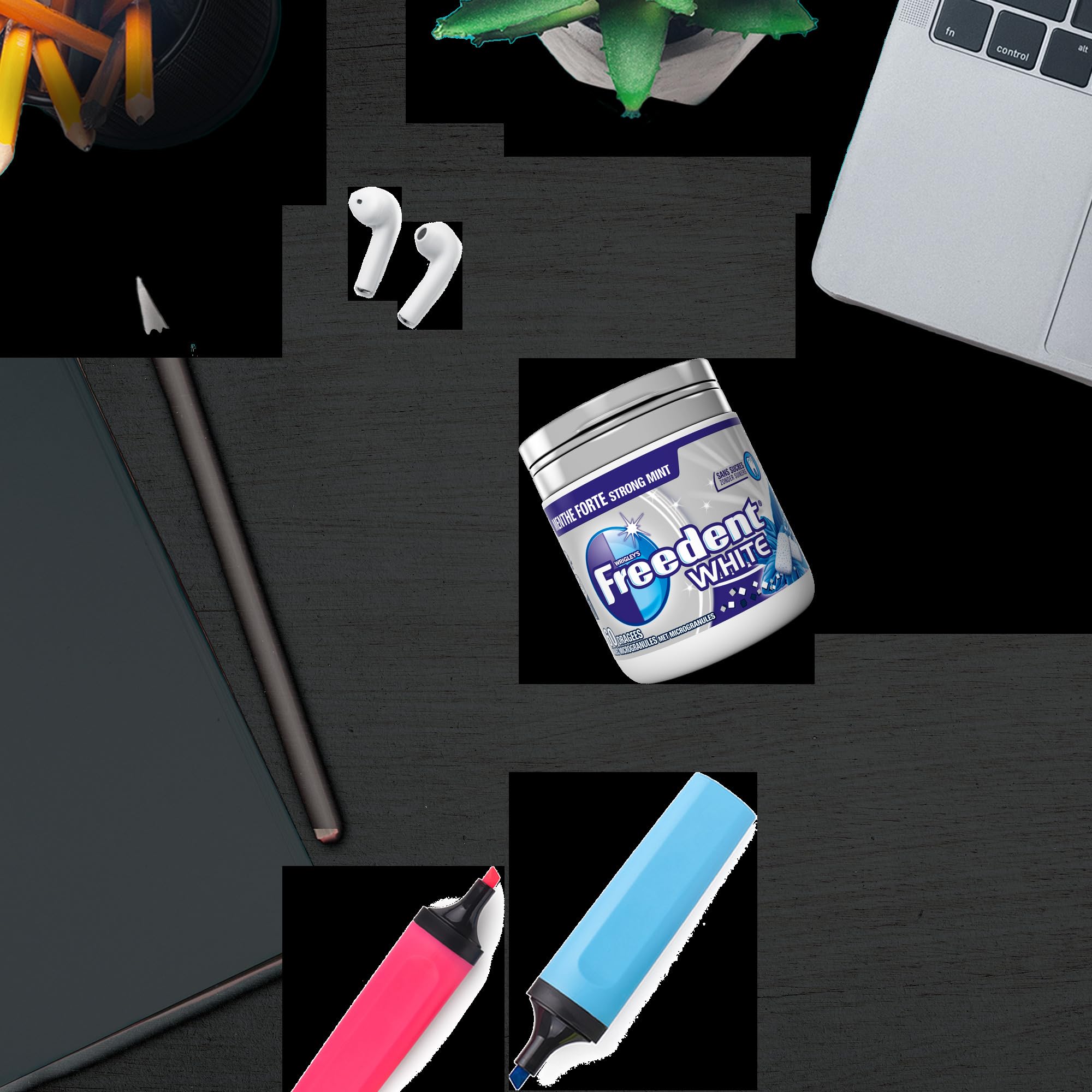 FREEDENT WHITE Chewing-Gum Menthe Forte Sans Sucres 60 dragées 84g