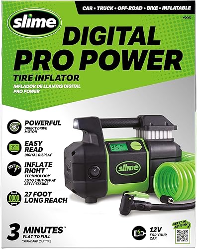 Miniatura 2 de Slime Inflador de neumáticos 40063, coche portátil, SUV, compresor de aire 4x4, Elite resistente, infla con apagado automático derecho, con pantalla