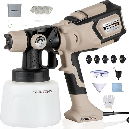 1000W HVLP Paint Sprayer High-Efficiency Electric Spray Gun with 6 Nozzles,Variable Patterns Adjustable Flow, 47oz (1400ml) Detachable color