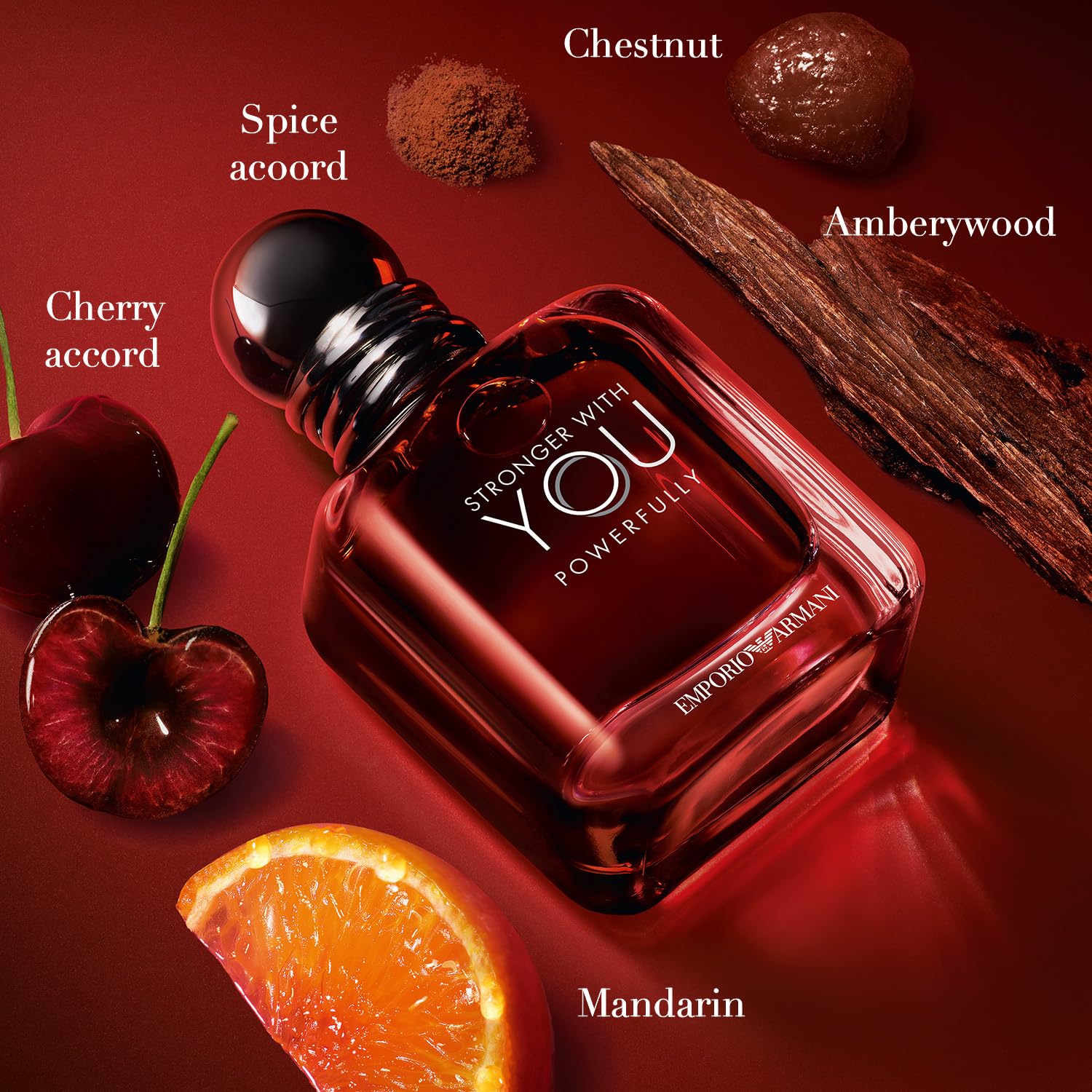 Armani Beauty Stronger With You Powerfully Herrenduft, warmer, würziger Duft für Herren, mit Kastanie, Süßkirsche und Lavendel, 50 ml
