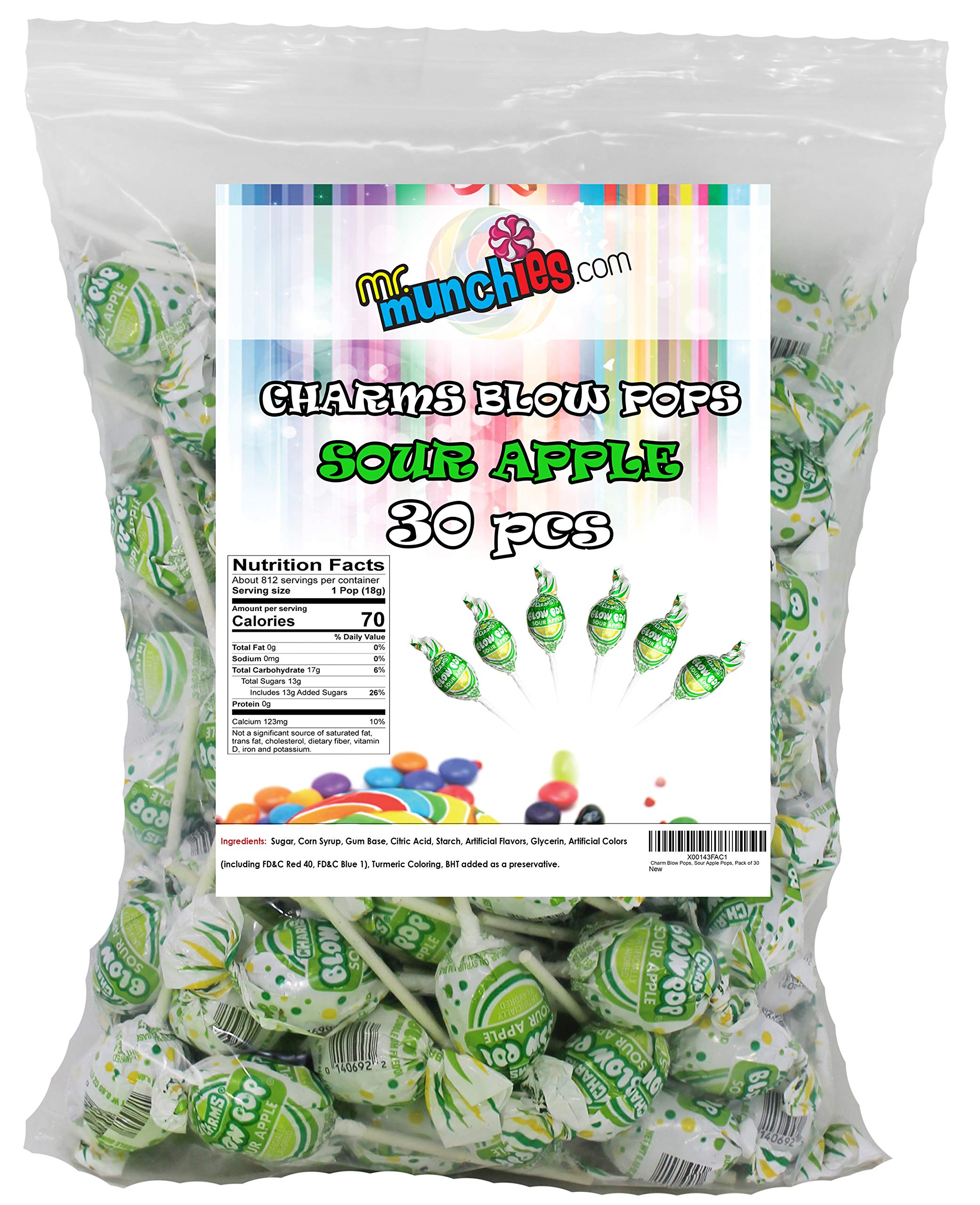 Charm Blow Pops, Pack of 30 Sour Apple