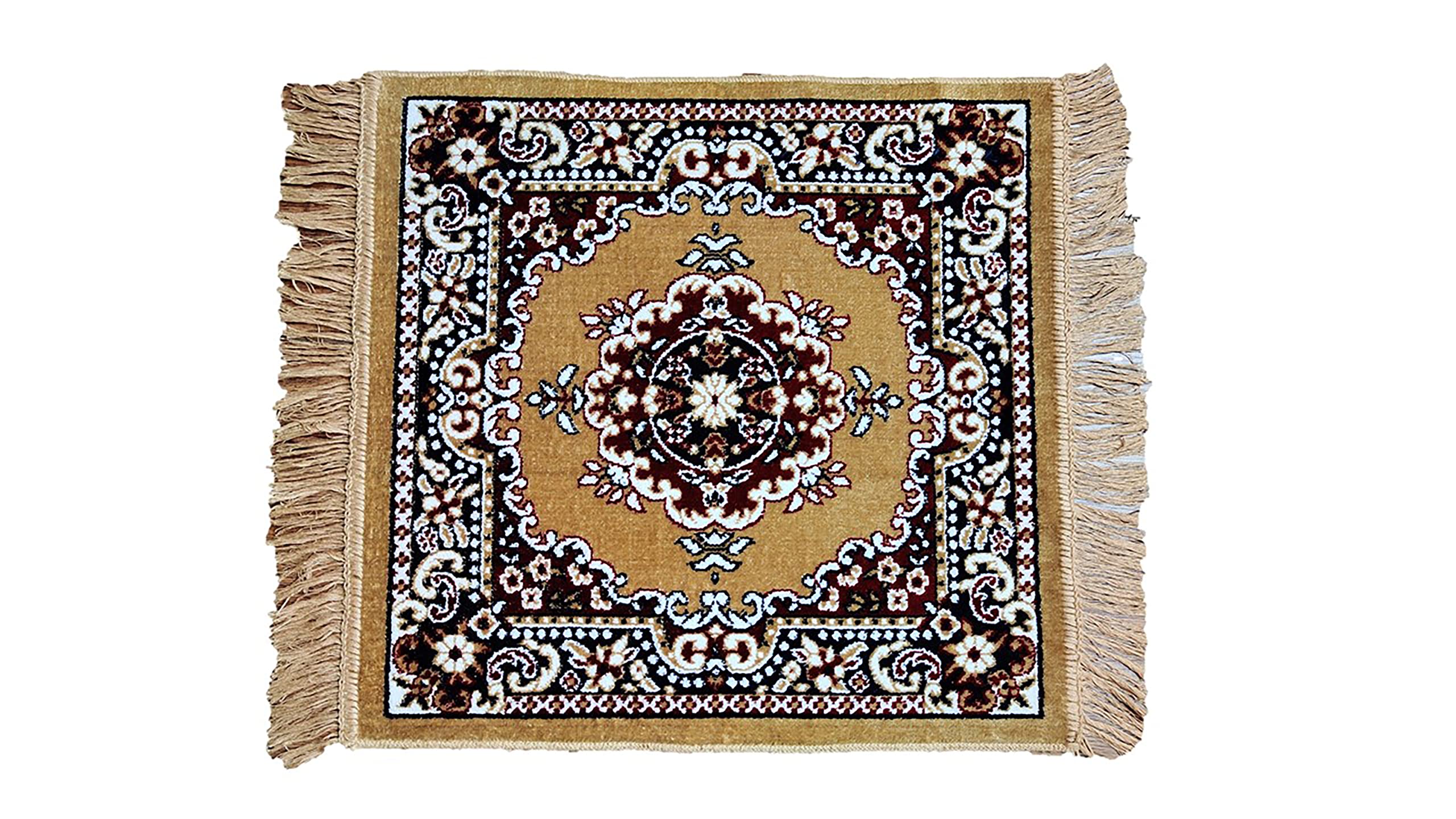 Homitecture Velvet Fabric elvet Pooja Mat for Sitting On Floor | Comfortable Eating Aasan for Home | Decorative Sitting Mat for Meditation & Mandir | Floral - Purple & Beige