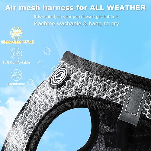 Miniatura 2 de Arnés sin tirones para cachorros, arnés de malla ligero extra pequeño, arnés reflectante para perros pequeños, gatos, chaleco Yorkie Chihuahua,