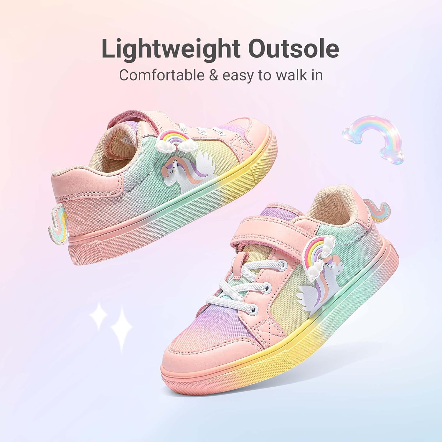 DREAM PAIRS Girls Shoes Toddler Sneakers Rainbow Storybook Casual School Walking Footwear for Toddler/Little Kids - Image 4