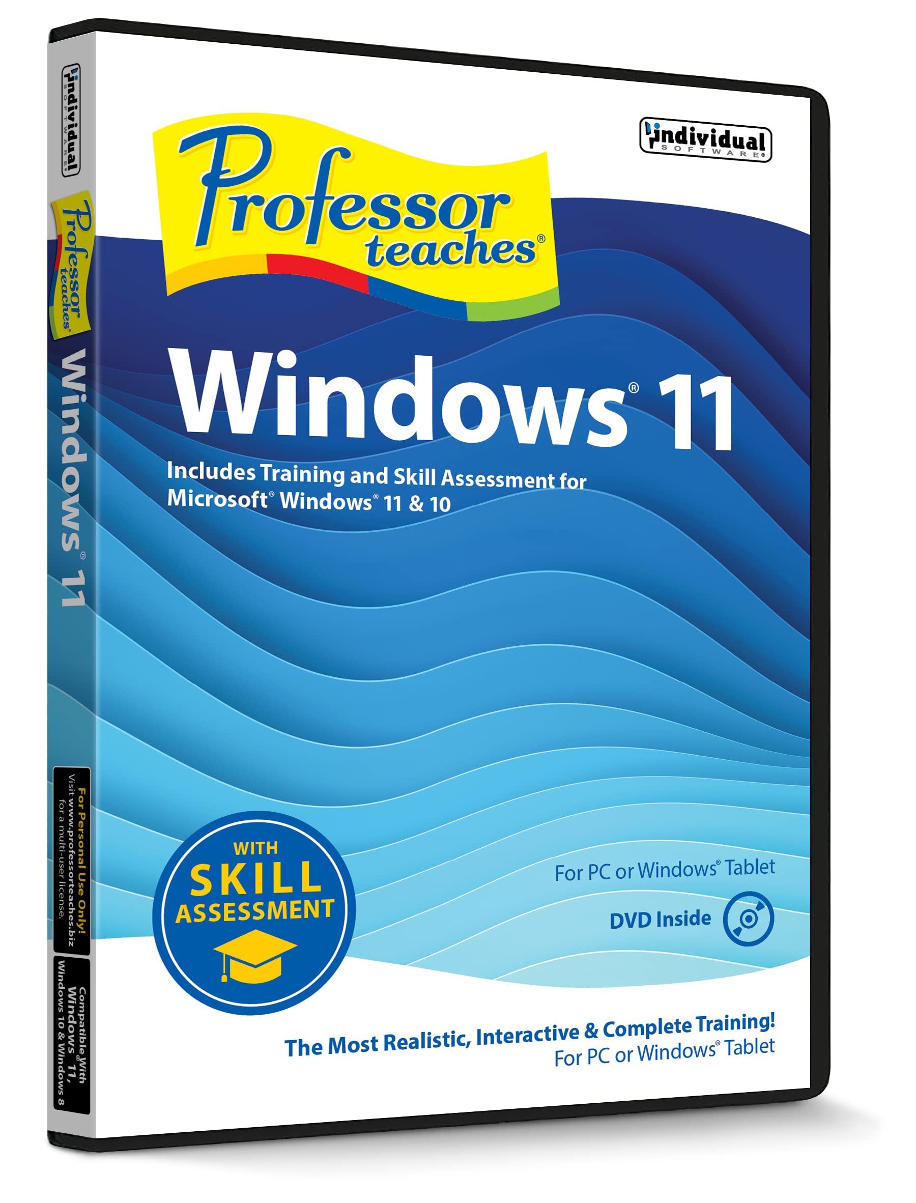Professor Teaches Microsoft Windows 11 With Skill Assessment - Training Software for Windows 11 & Windows 10 with Interactive Computer -Based Learning for Beginners & Advanced Users – DVD/PC