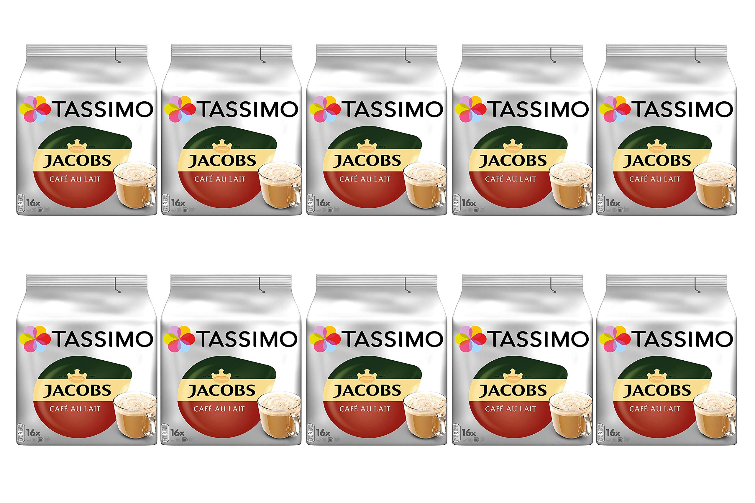 Tassimo Jacobs Café Au Lait (10 Stück, insgesamt 160 Kapseln, 160 Portionen)