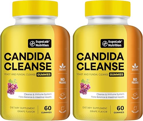 Gomitas Candida Cleanse, limpieza de cuerpo completo con orégano, probióticos, sabor a uva, 120 gomitas