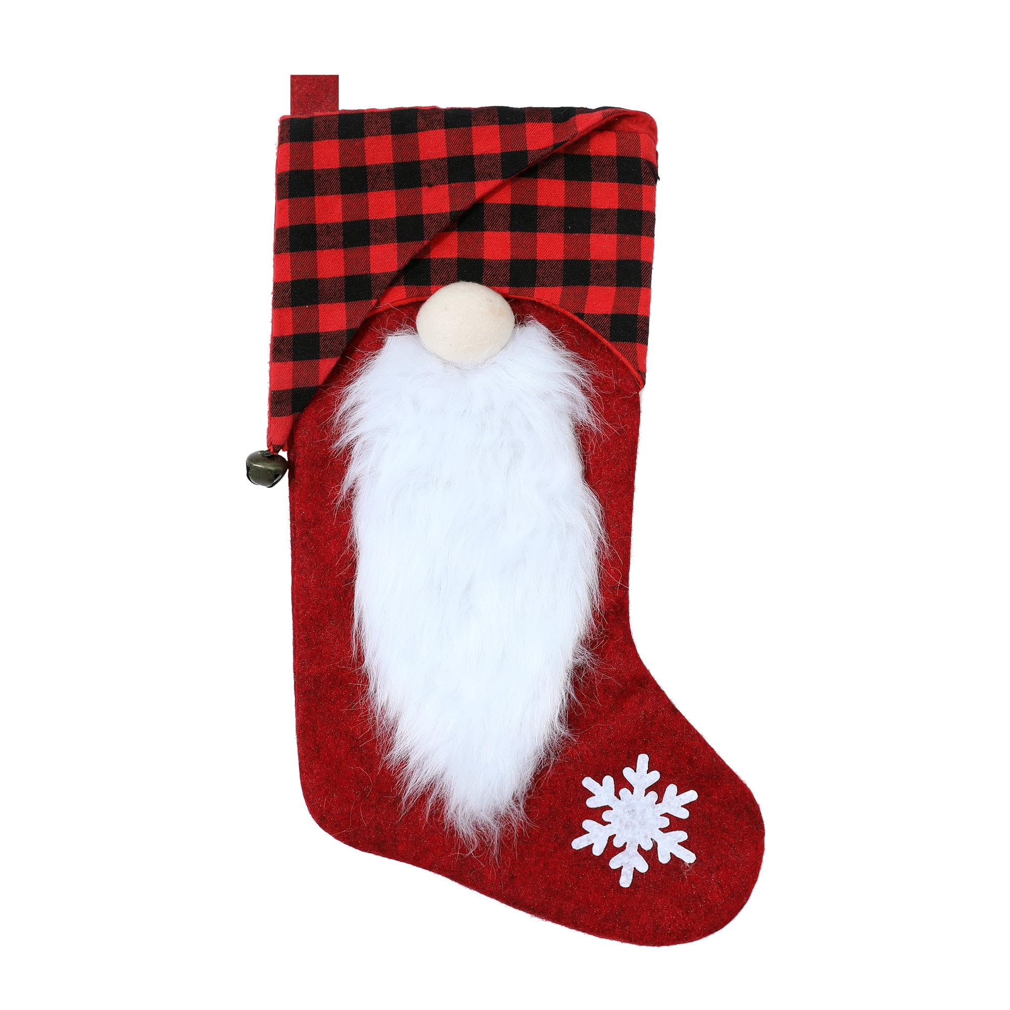AUAWMLK 20-Inch Red and Black Checkered Gnome Christmas Stocking: Festive Holiday Home Decor for Fireplace Display Xmas Trees(Red)