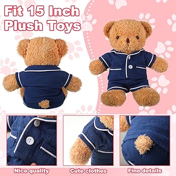 Build A Bear 2-Pack Teddy Bear Clothes Outfits - Blue & Pink Pajama Sets For 12-16" Stuffed Animals (Machine Washable) Skzoo Plush