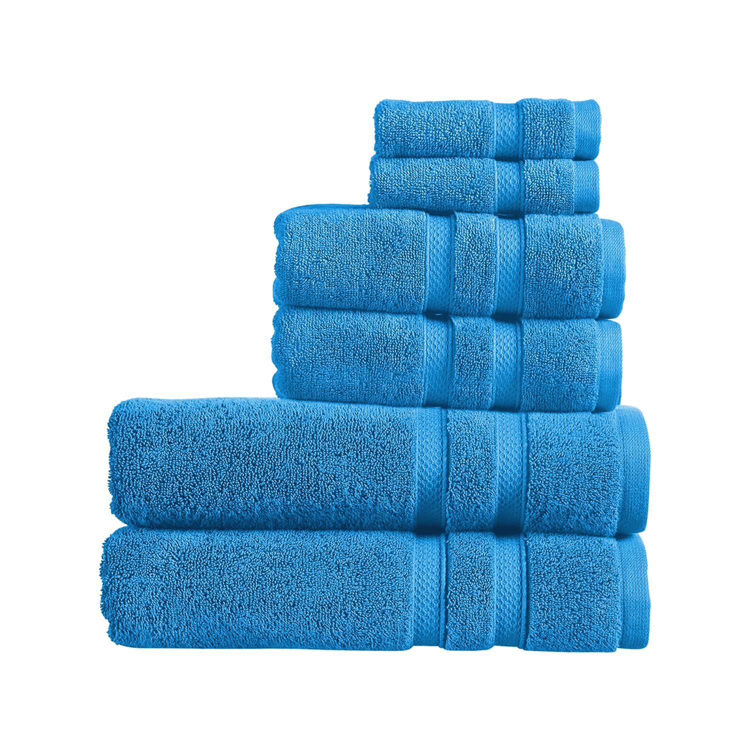Christy Chroma Bath Sheet Set | Set of 6 | 2 Face 2 Hand 2 Bath Sheets | Highly Absorbent Heavyweight 675GSM | Bold and Bright | Soft Smooth Shower Towels | 100% Cotton | Azure Blue