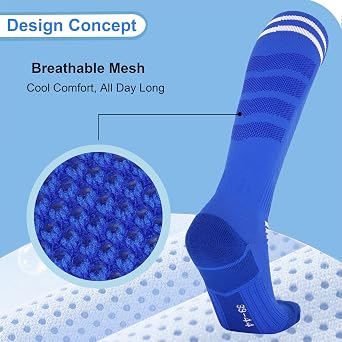 YMYDYFC Kids Soccer Socks 3Pack Cushion Cotton Compression Socks Baseball Sock For Youth Toddler Boys Girl Men Knee High Sock