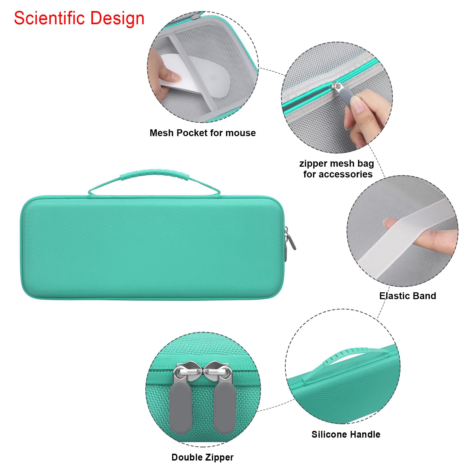 Elonbo Hard Custodia per Logitech Tastiera senza fili meccanica Tastiera senza fili, Portable Bluetooth Wireless Esterna Tastiera da viaggio, Tasca a rete extra adatta al mouse, USB inclusa, Turchese