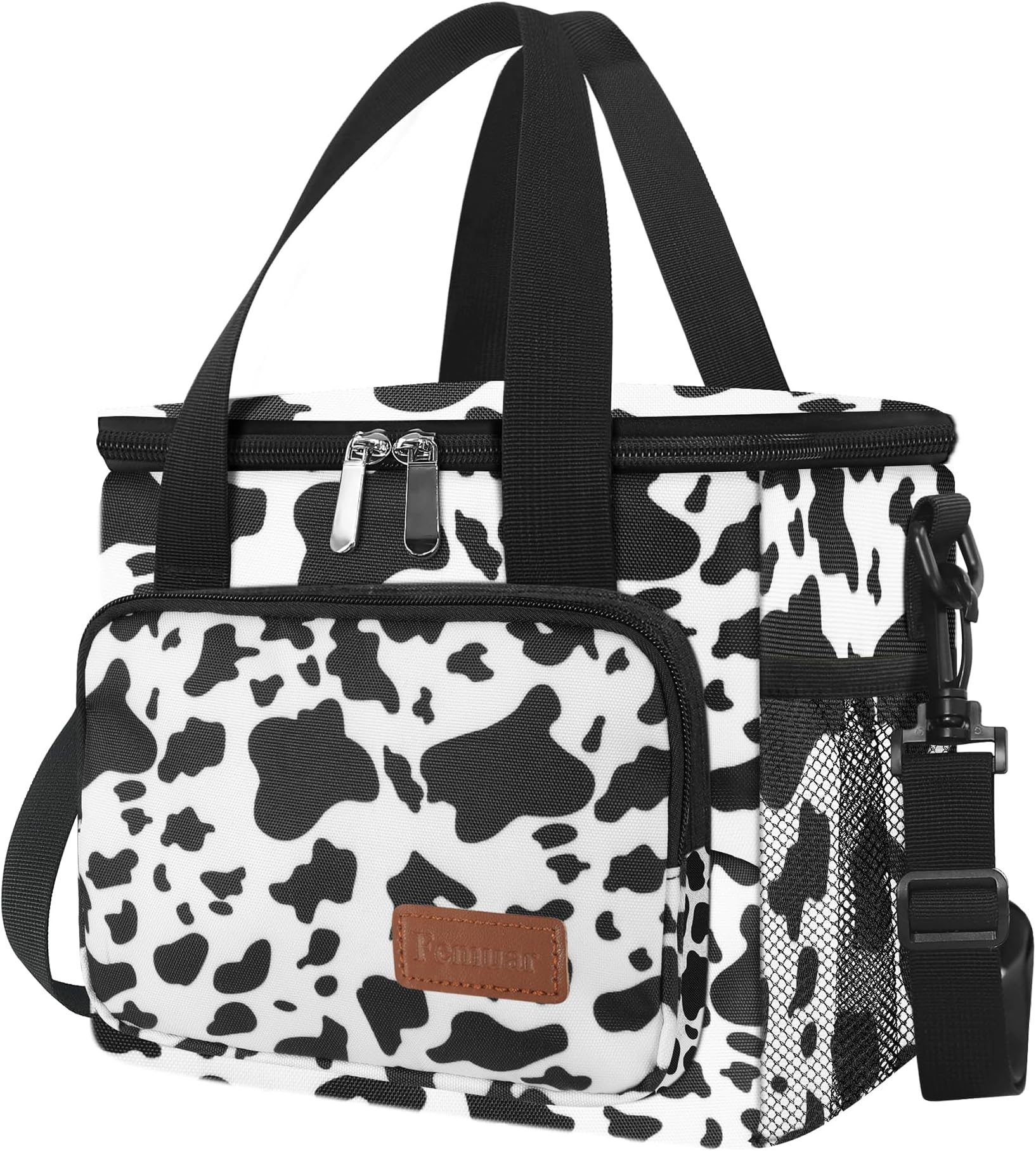 Femuar Reusable Lunch Box for Men/Women - Black (Cow print, Medium Size)