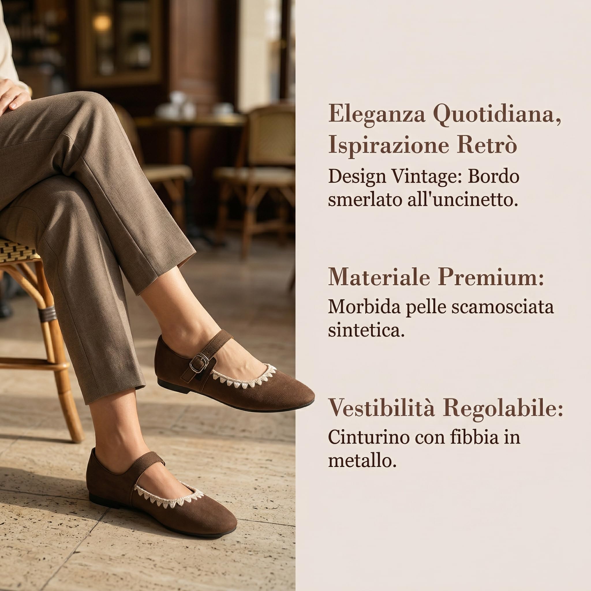 GLAMORA Ballerine Donna con Fibbia Chiusura Rapida Scarpe Piatte Punta Rotonda Mary Jane Comodi Vestibilità Sicura Bordo Decorativo Cucito Calzature Primavera Estate