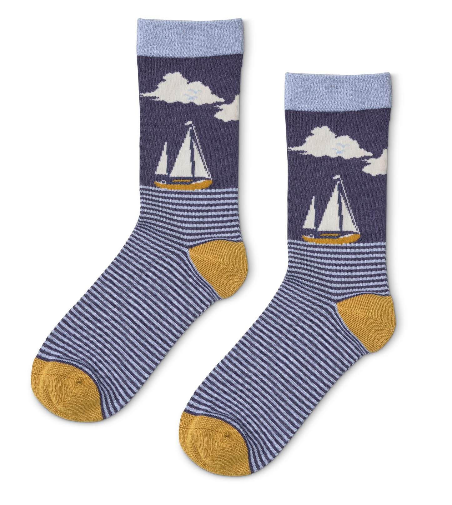 Lilyrosa Women's Blue Quintessential Yacht Sailing Boat Navy Stripes Socks 4-7