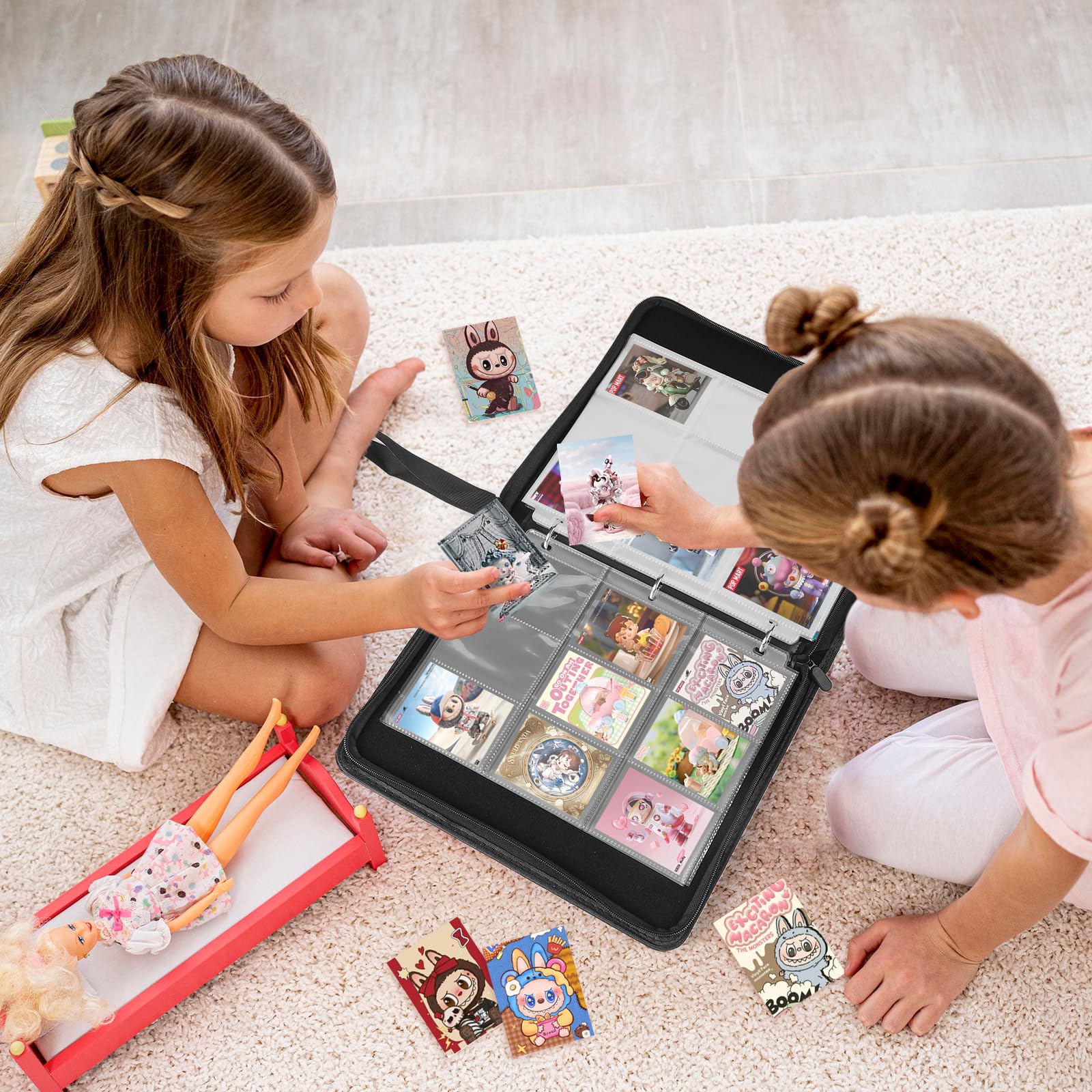 Raccoglitore di carte a 9 tasche: album per collezionisti di carte collezionabili e sportive a 900 cerniera, con 50 tasche rimovibili, porta carte per bambini, per giochi di baseball TCG NHL