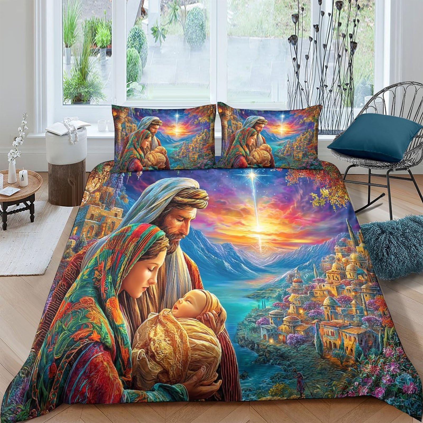 Housse de couette 3D Super King en textile microfibre au toucher soyeux