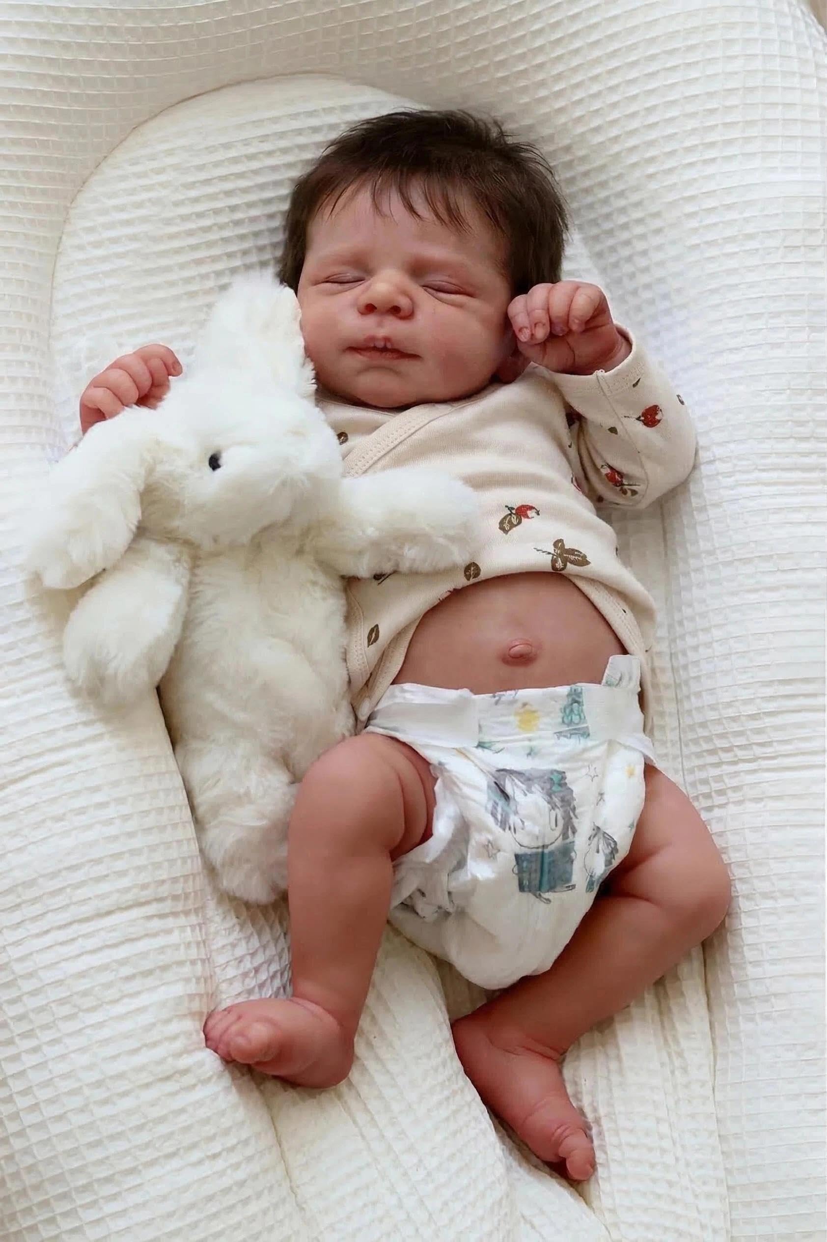Zero pam Reborn Baby Lebensecht-48CM Reborn Baby Mädchen, Babypuppen Wie Echt Puppe Mit VollVinyl Körper, Echte Babypuppe, Reborn Puppen Lebensecht Mit Haaren